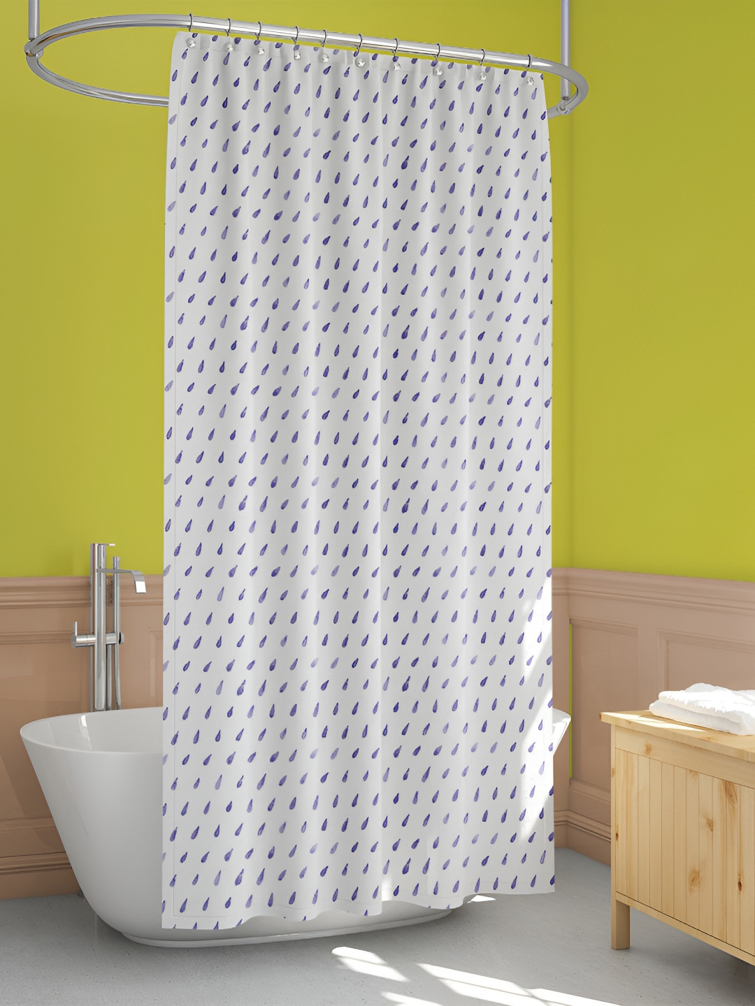 

ArtzFolio White & Blue Printed Waterproof Shower Curtains