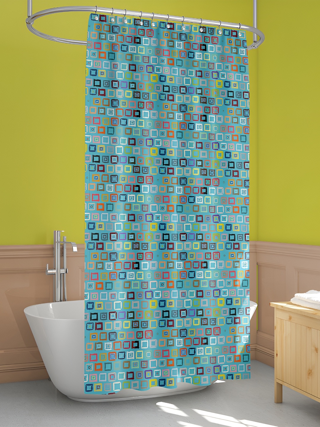 

ArtzFolio Blue & Yellow Printed Waterproof Shower Curtains