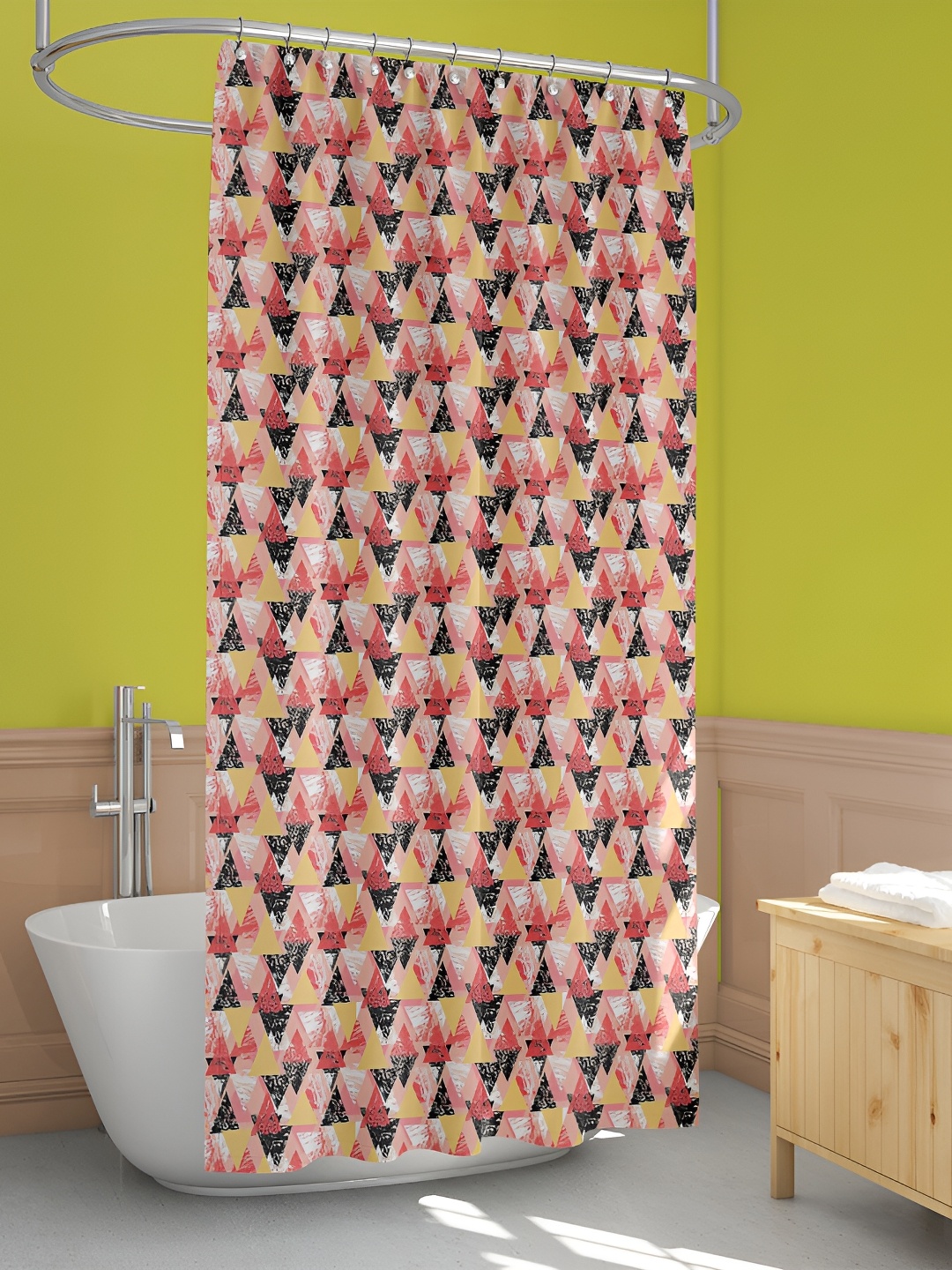 

ArtzFolio Pink & Yellow Printed Waterproof Shower Curtains