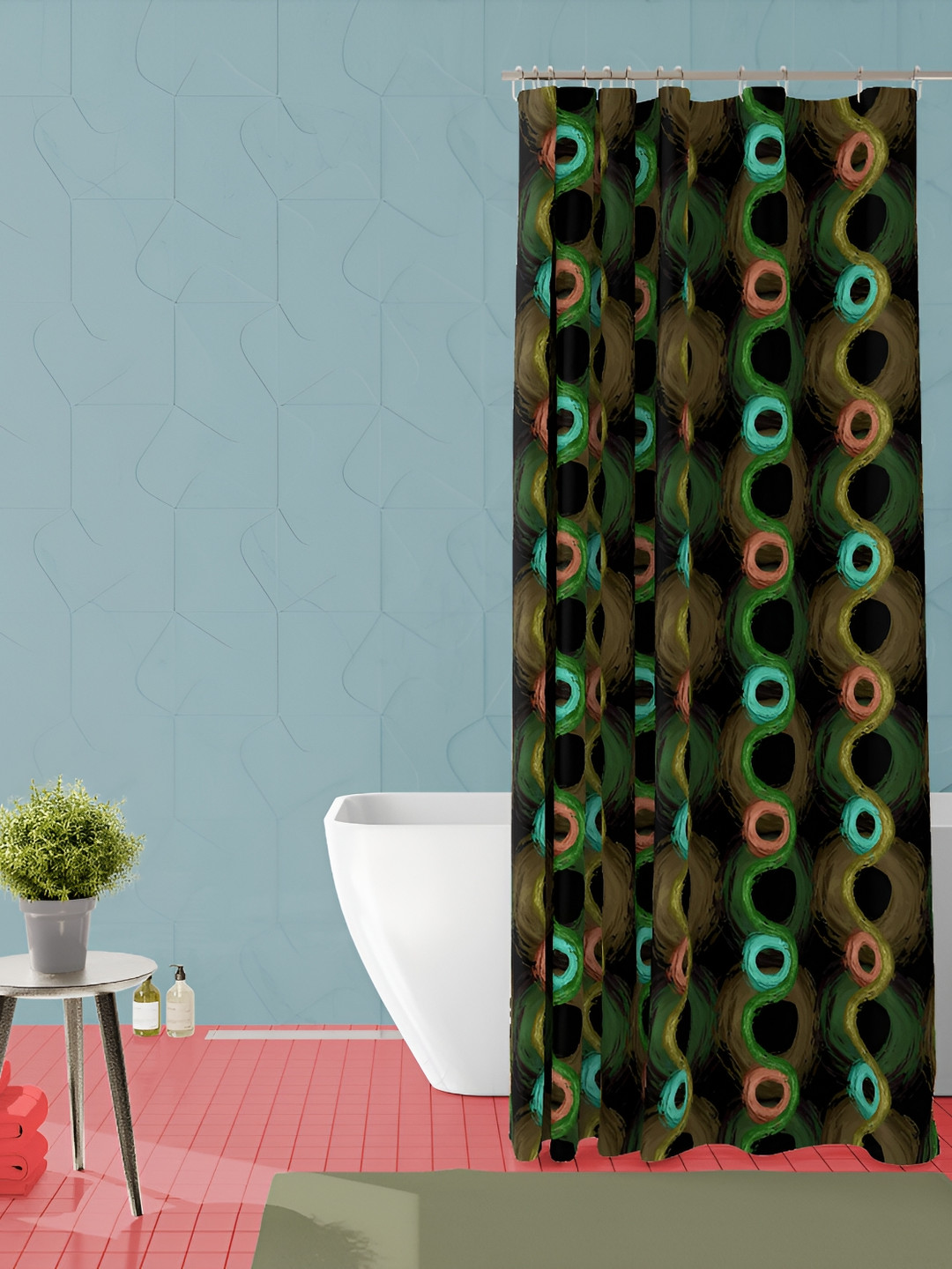 

ArtzFolio Black & Green Printed Waterproof Shower Curtains