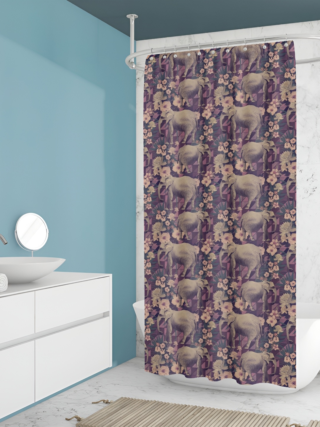 

ArtzFolio Taupe & Mauve Printed Waterproof Shower Curtain