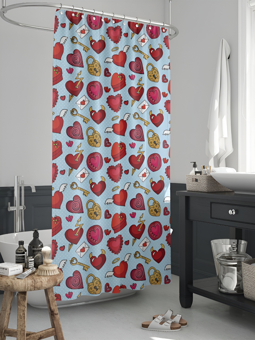

ArtzFolio Blue & Red Printed Waterproof Shower Curtains