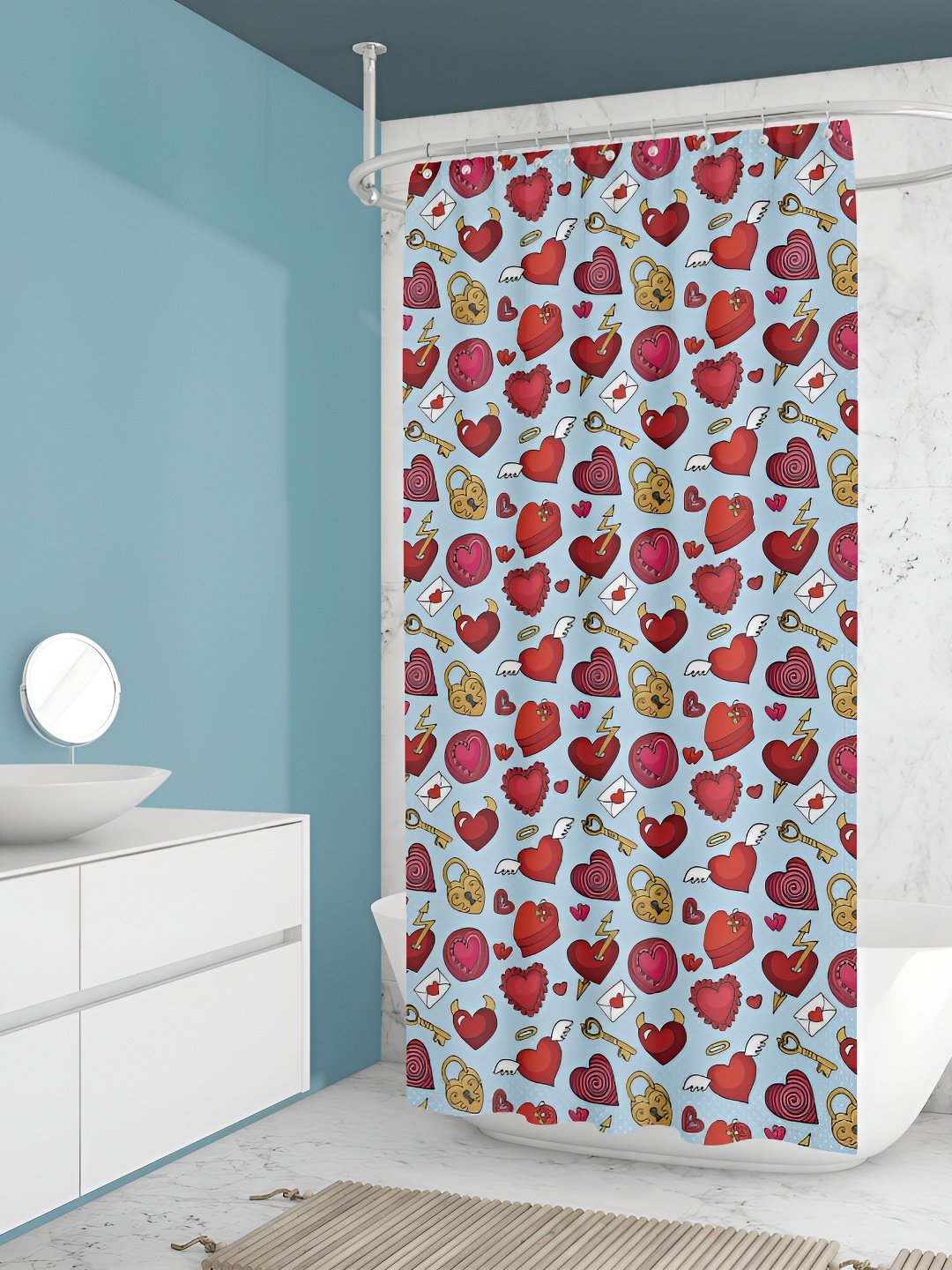 

ArtzFolio Blue & Red Printed Waterproof Shower Curtains