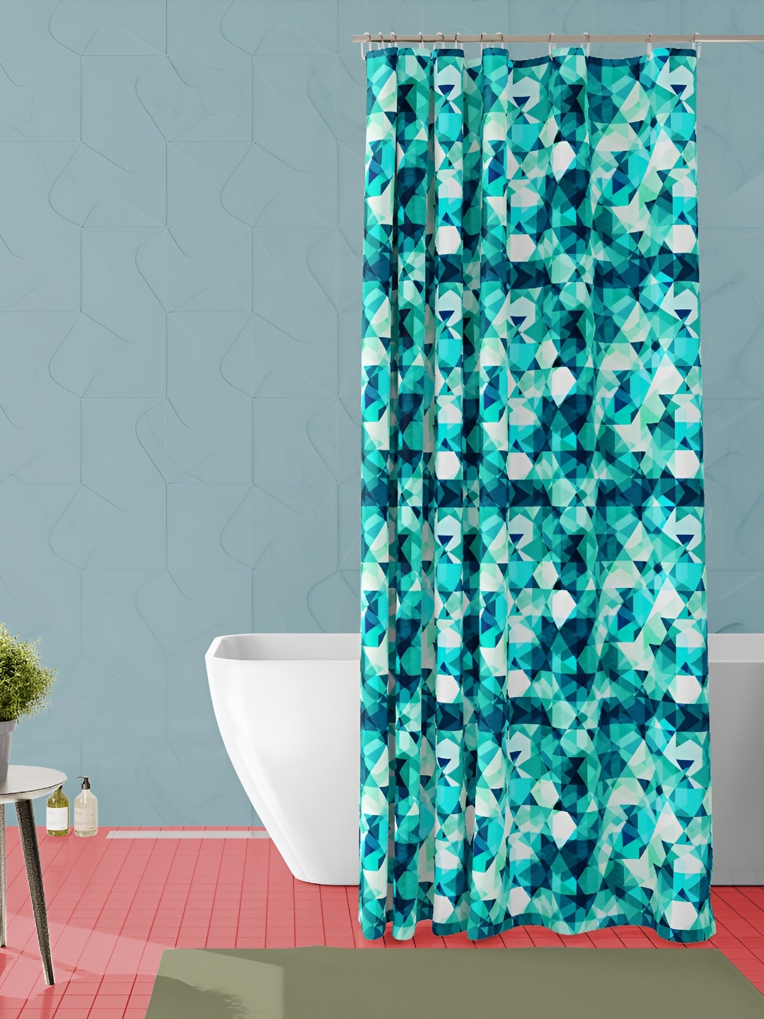 

ArtzFolio Green & Teal-colored Printed Waterproof Shower Curtain