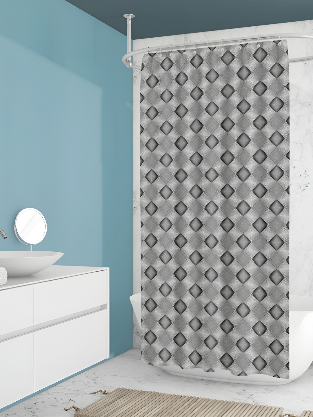 

ArtzFolio White & Black Printed Waterproof Shower Curtain
