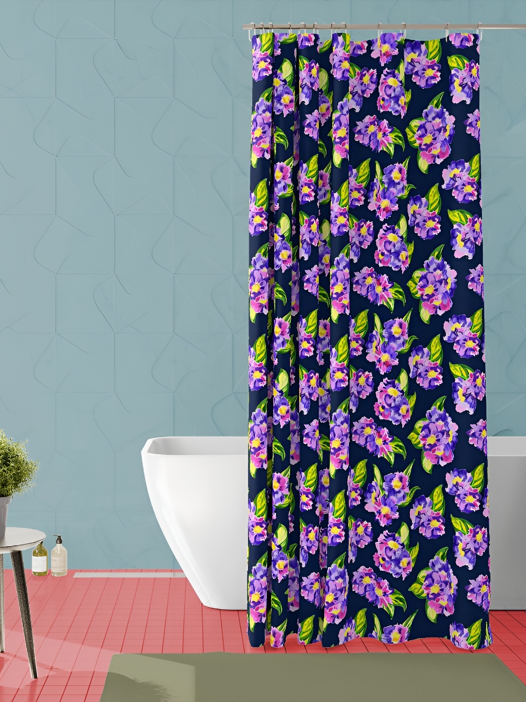 

ArtzFolio Black & Pink Floral Printed Waterproof Shower Curtains