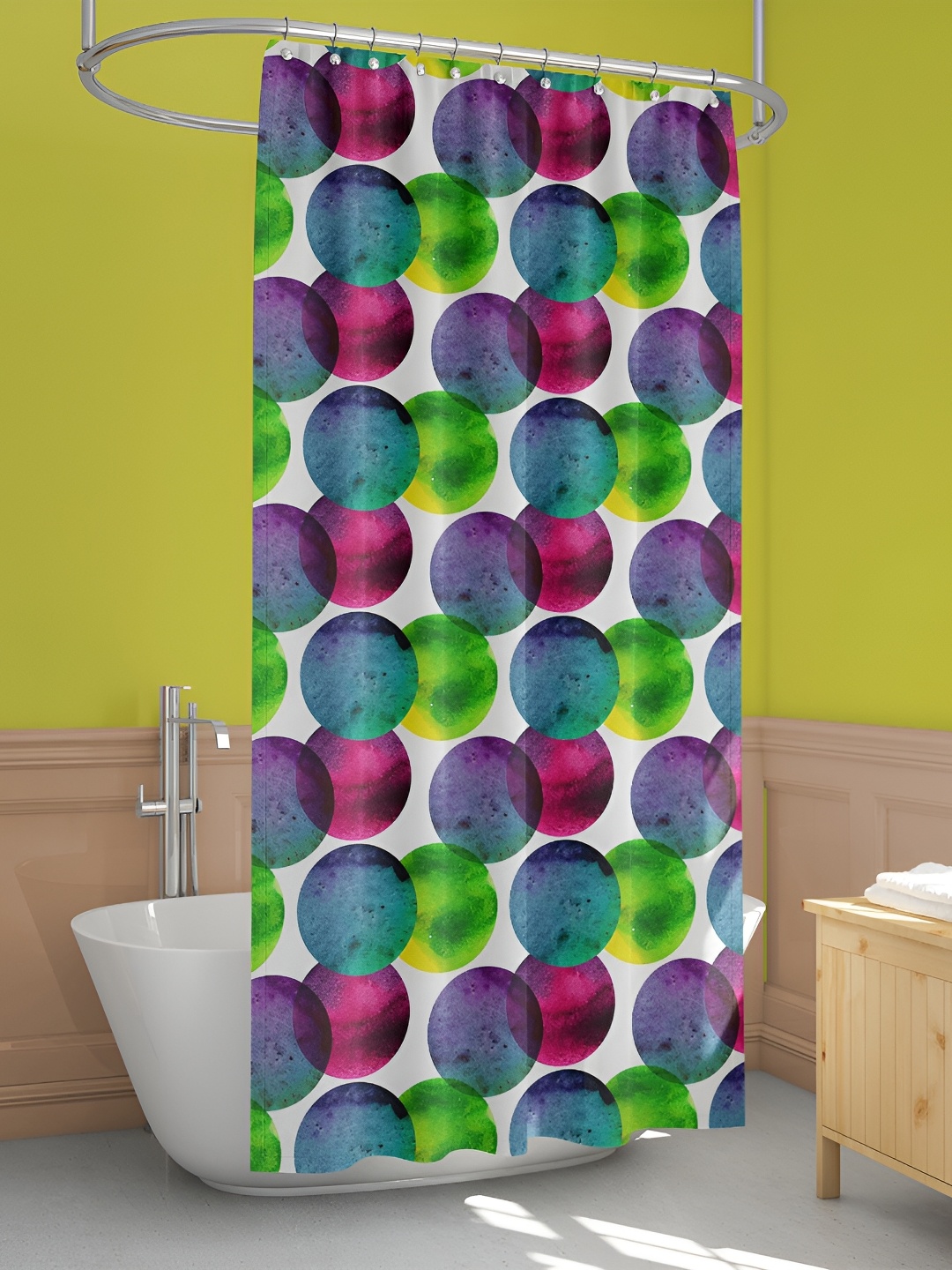 

ArtzFolio White & Green Printed Waterproof Shower Curtains