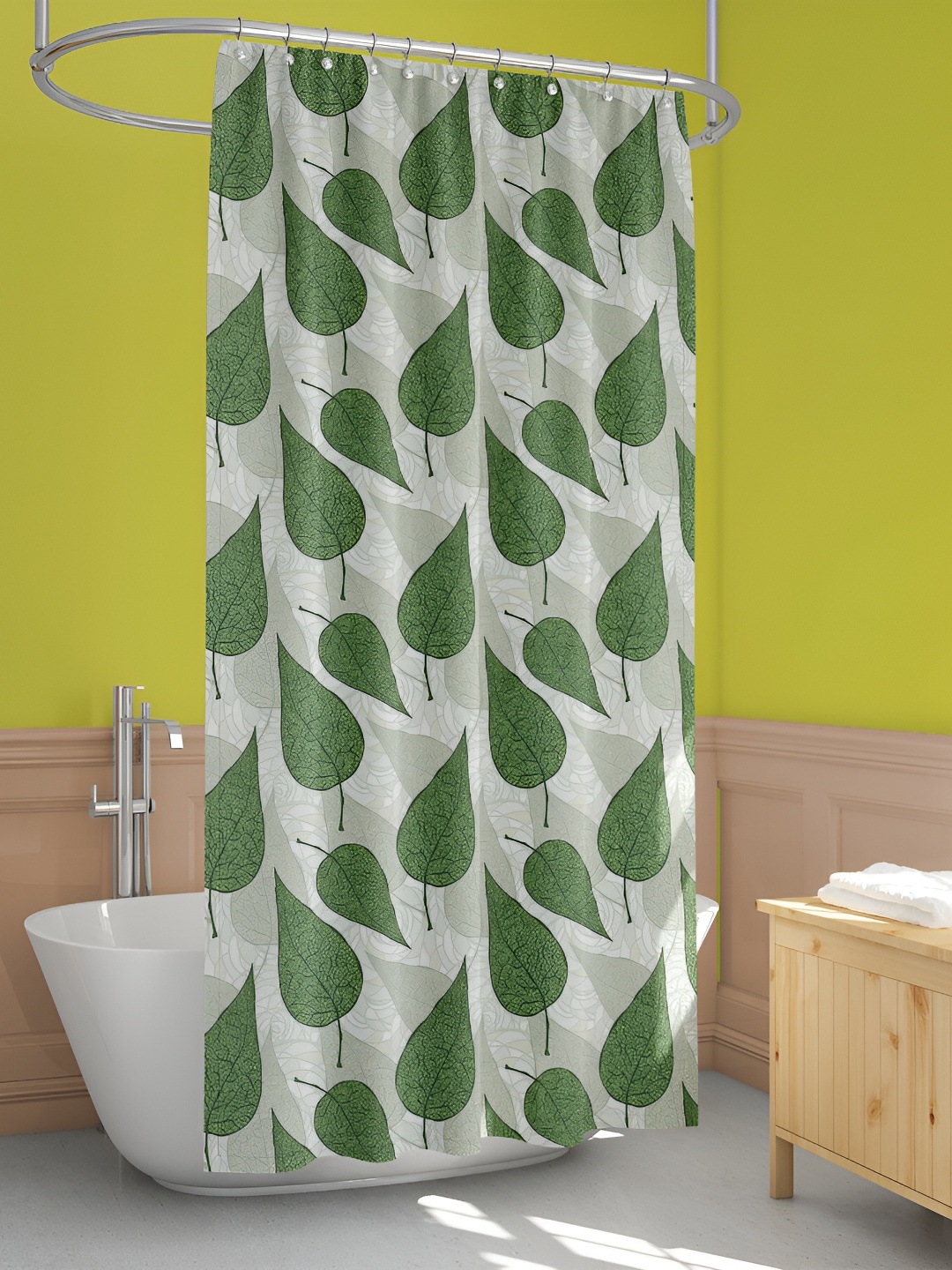 

ArtzFolio Green & Grey Printed Waterproof Shower Curtains