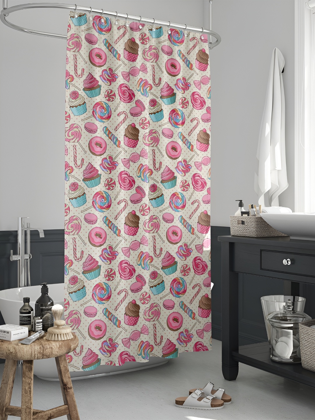 

ArtzFolio Beige & Pink Printed Waterproof Shower Curtains