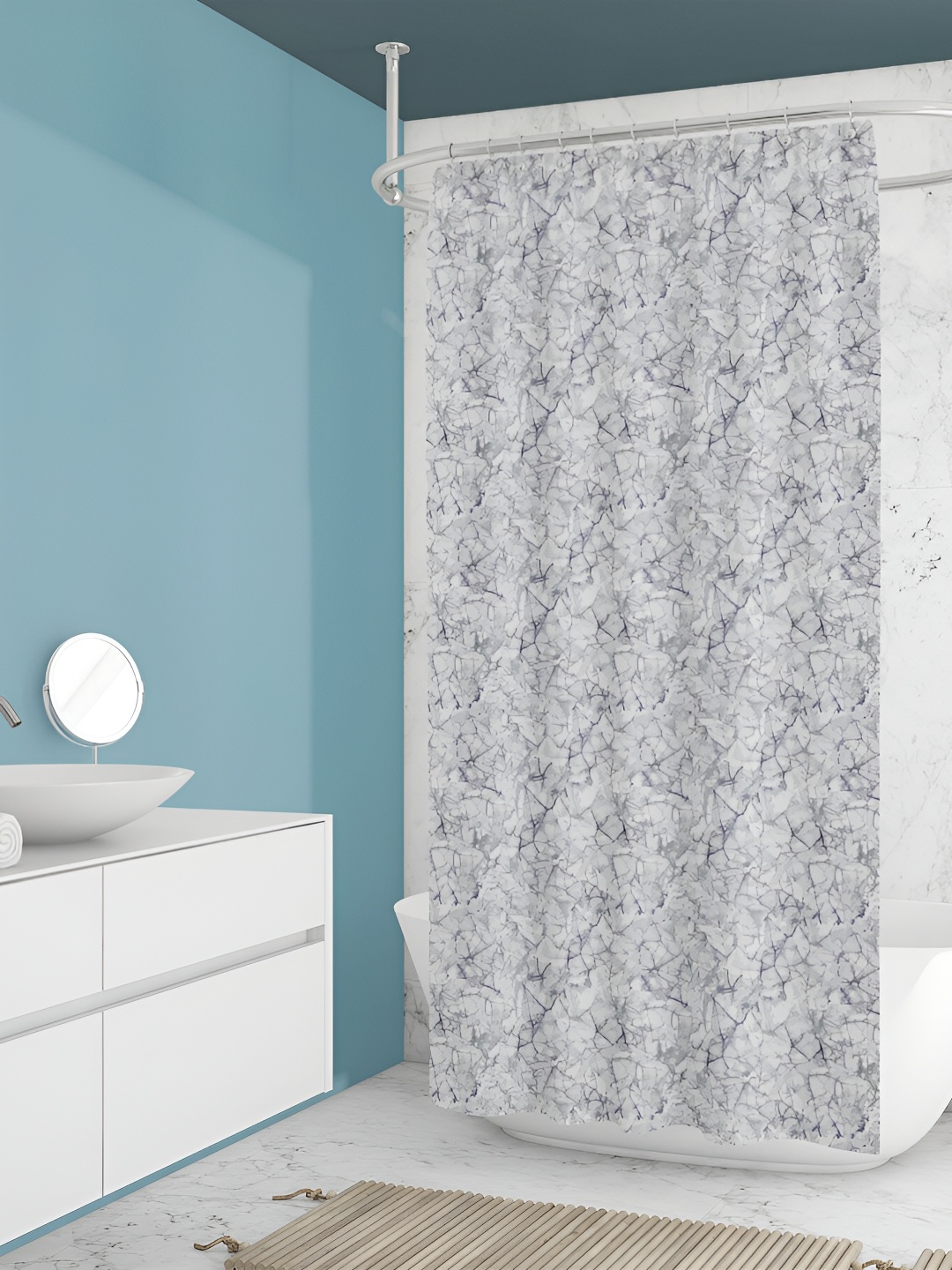 

ArtzFolio White & Grey Printed Waterproof Shower Curtains