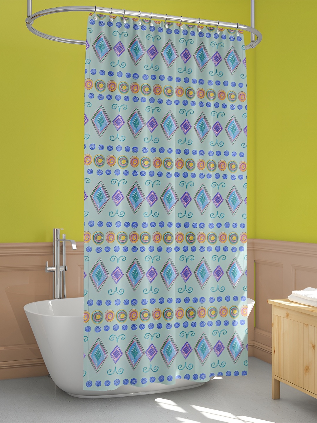 

ArtzFolio Turquoise-colored & Blue Printed Waterproof Shower Curtain, Turquoise blue