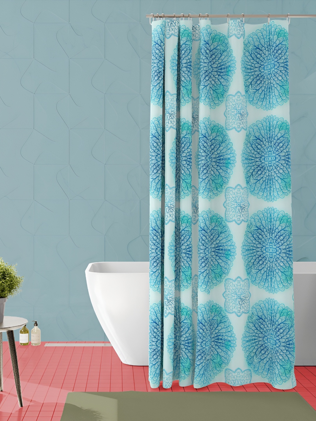 

ArtzFolio Blue Printed Waterproof Shower Curtains