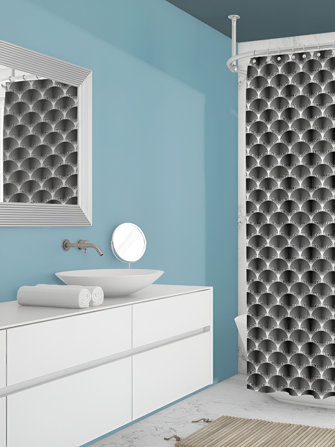 

ArtzFolio White & Black Printed Waterproof Shower Curtains