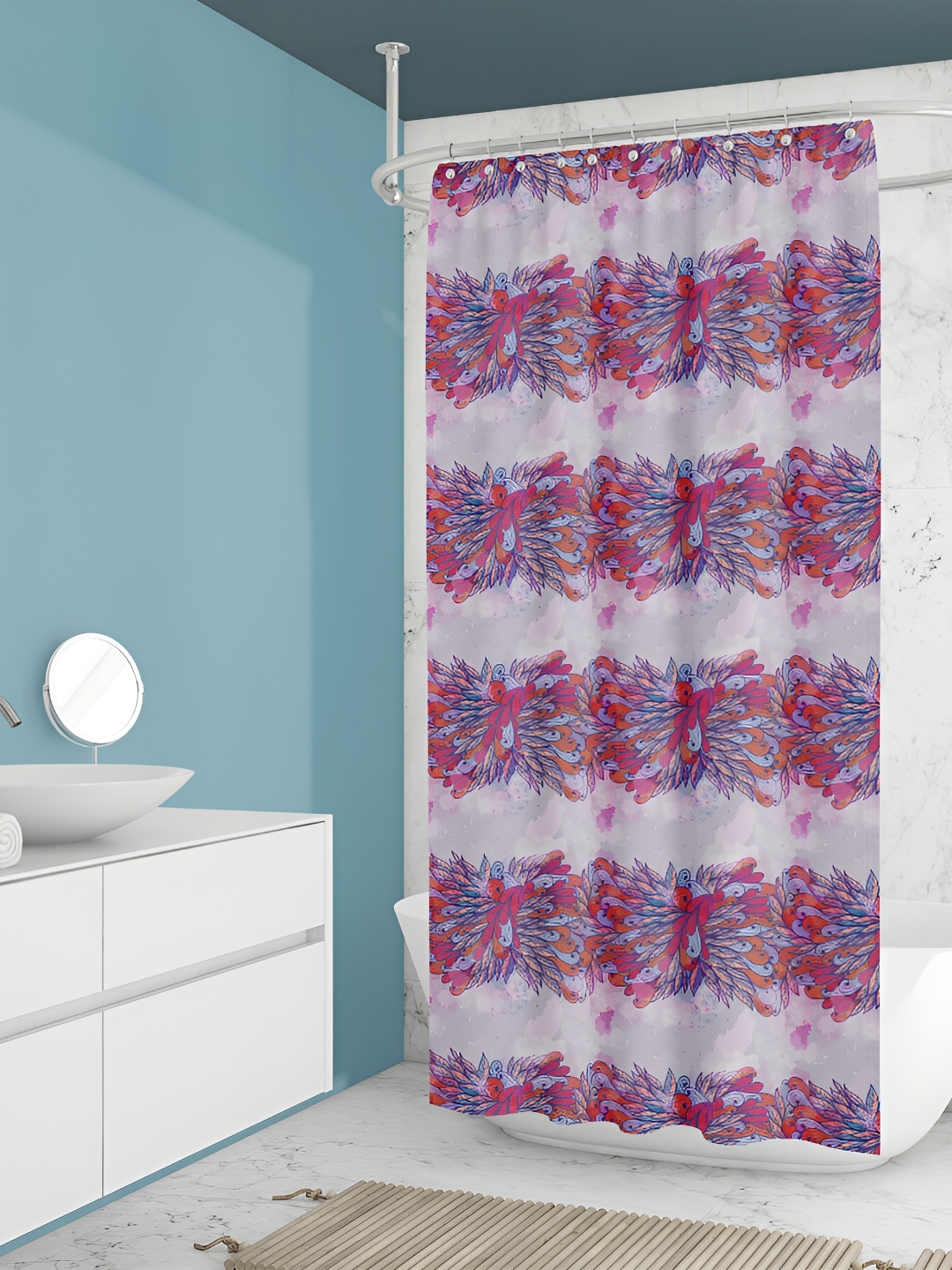 

ArtzFolio Blue & Pink Printed Waterproof Shower Curtains