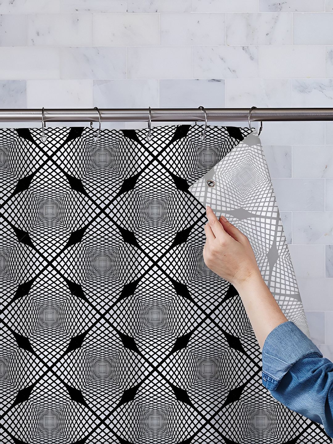 

ArtzFolio Black & White Printed Waterproof Shower Curtains