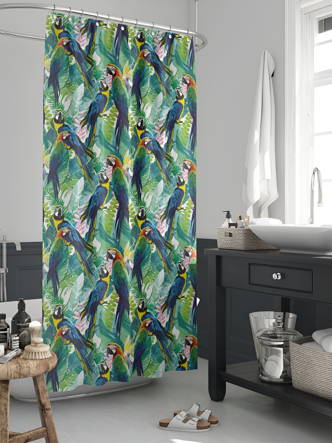 

ArtzFolio Blue & Green Printed Waterproof Shower Curtains