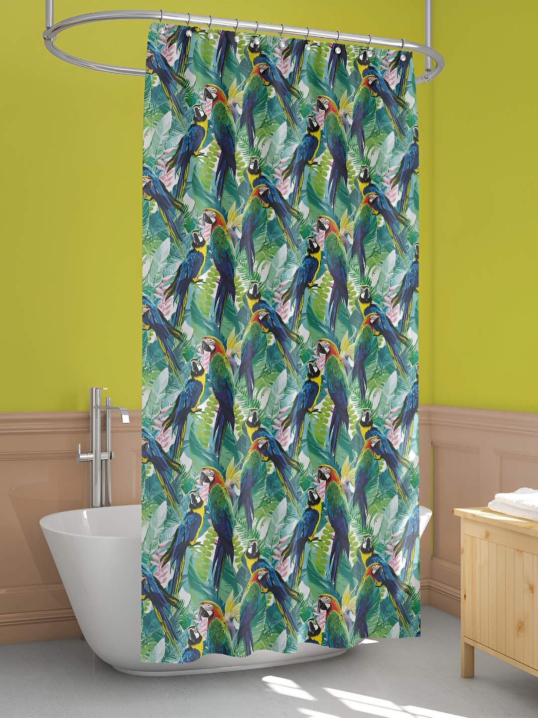 

ArtzFolio Green & Blue Parrot Printed Waterproof Shower Curtains