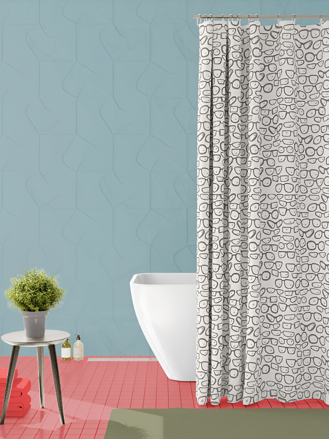 

ArtzFolio Grey & White Printed Waterproof Shower Curtains