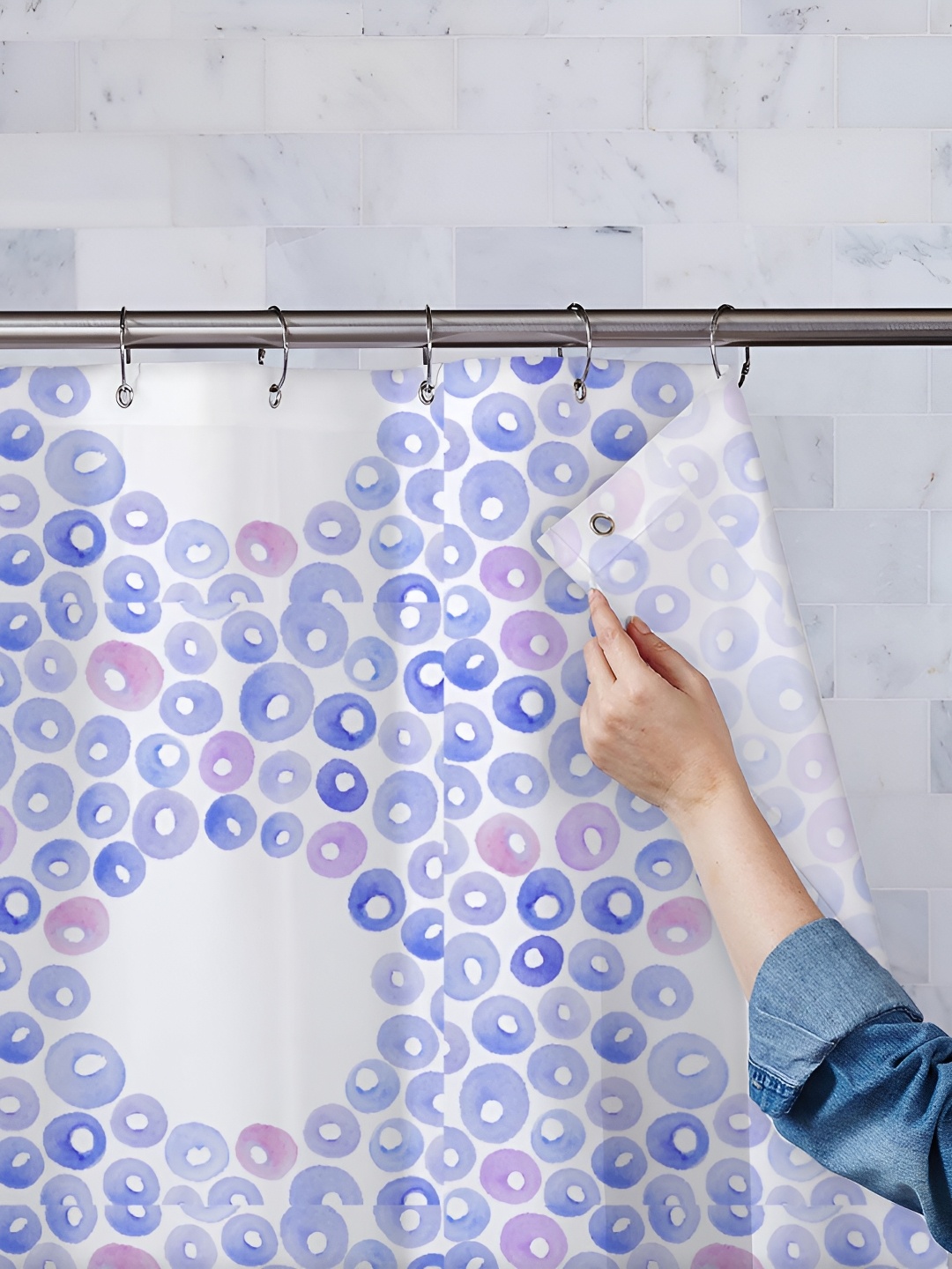 

ArtzFolio Blue & White Printed Waterproof Shower Curtains