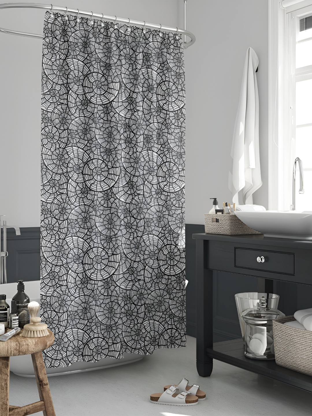 

ArtzFolio White & Black Printed Waterproof Shower Curtains
