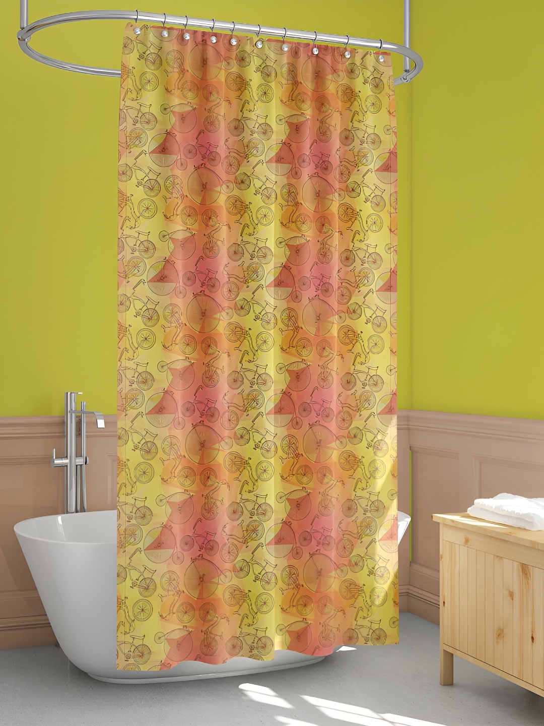 

ArtzFolio Yellow & Red Cycle Printed Waterproof Shower Curtains