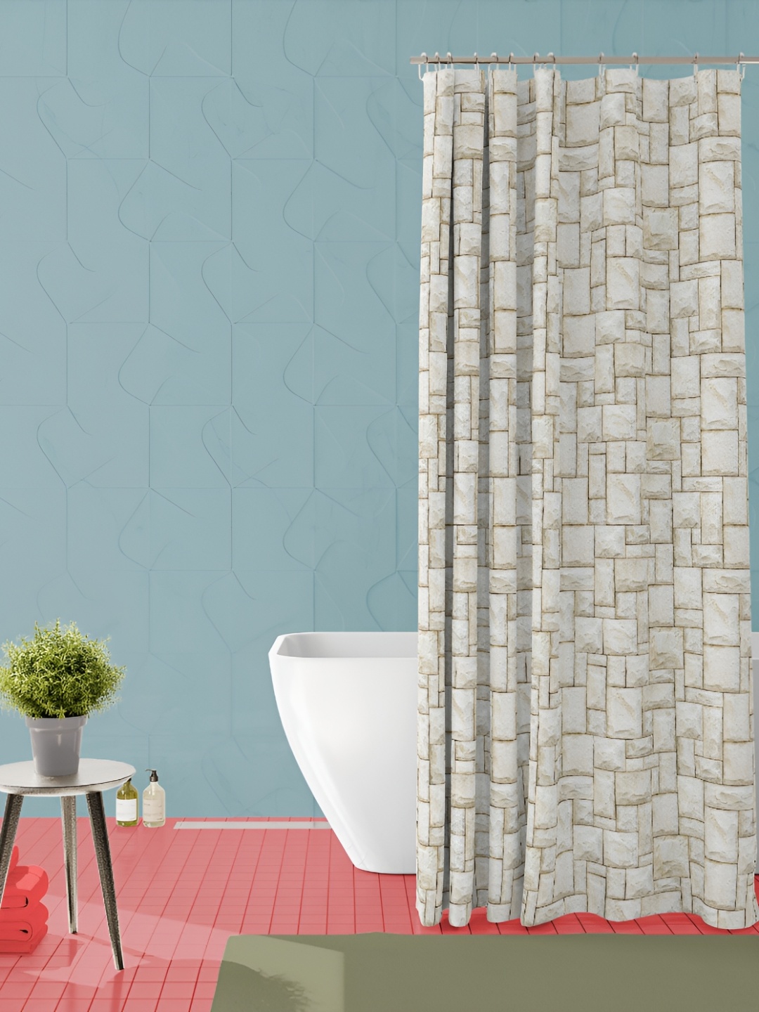 

ArtzFolio White & Brown Printed Waterproof Shower Curtains