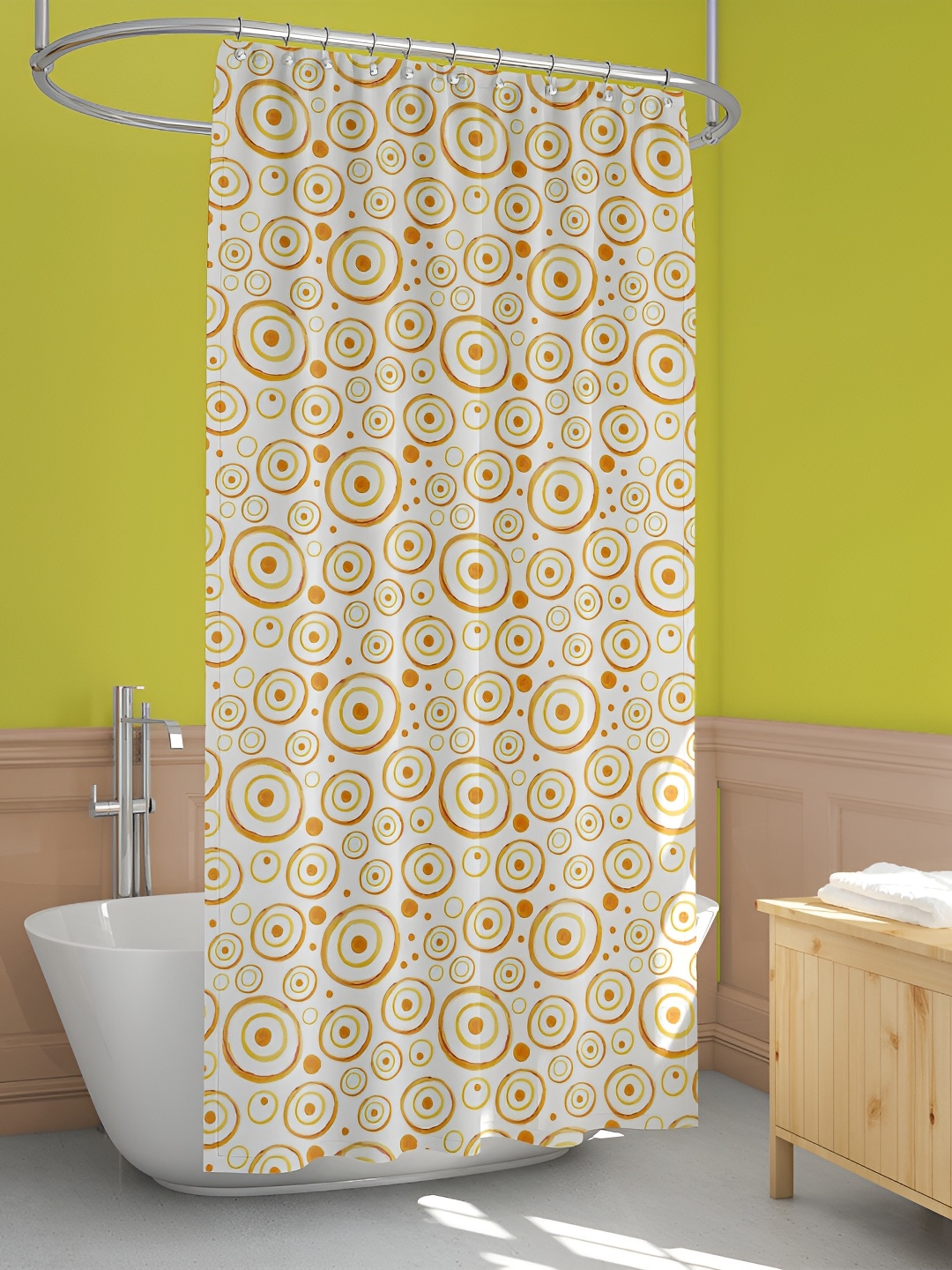 

ArtzFolio Cream Coloured & Brown Printed Waterproof Shower Curtains