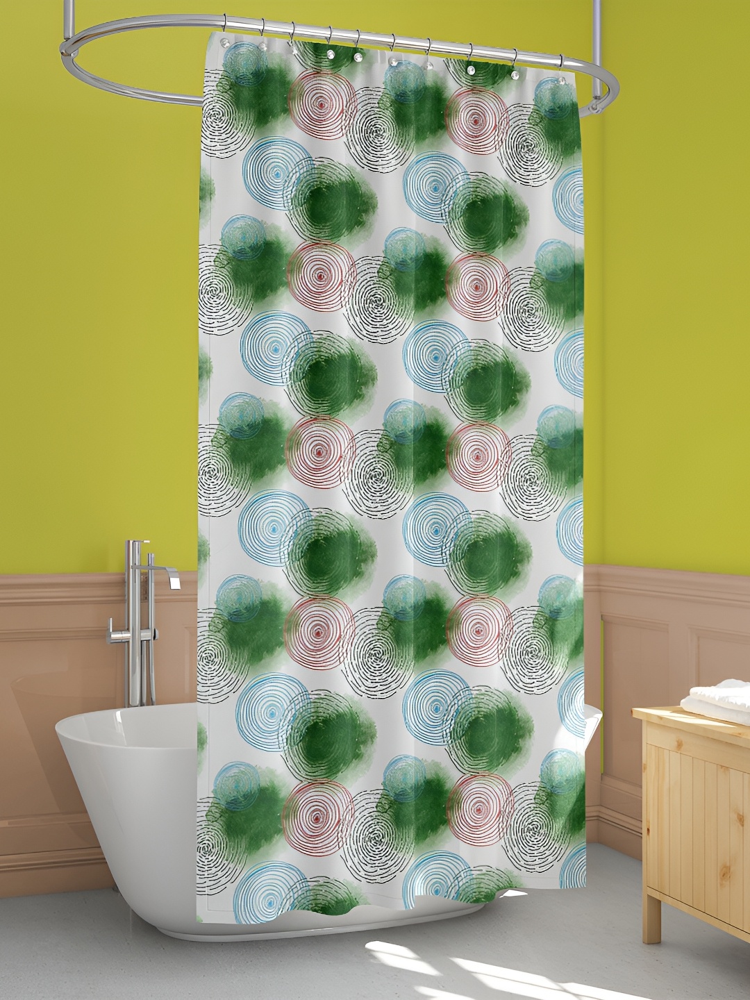

ArtzFolio White & Green Printed Waterproof Shower Curtains