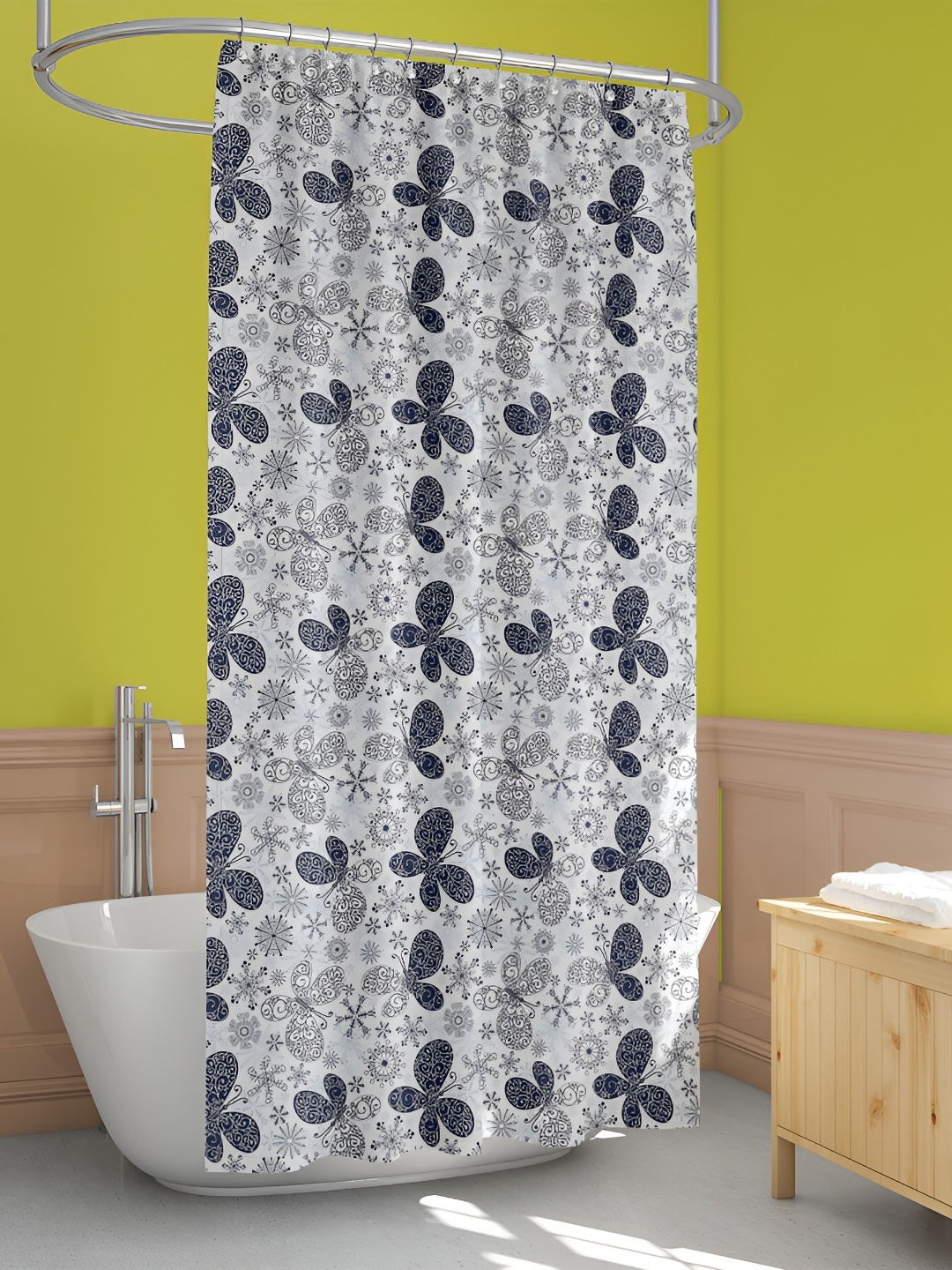 

ArtzFolio Blue & White Printed Waterproof Shower Curtains