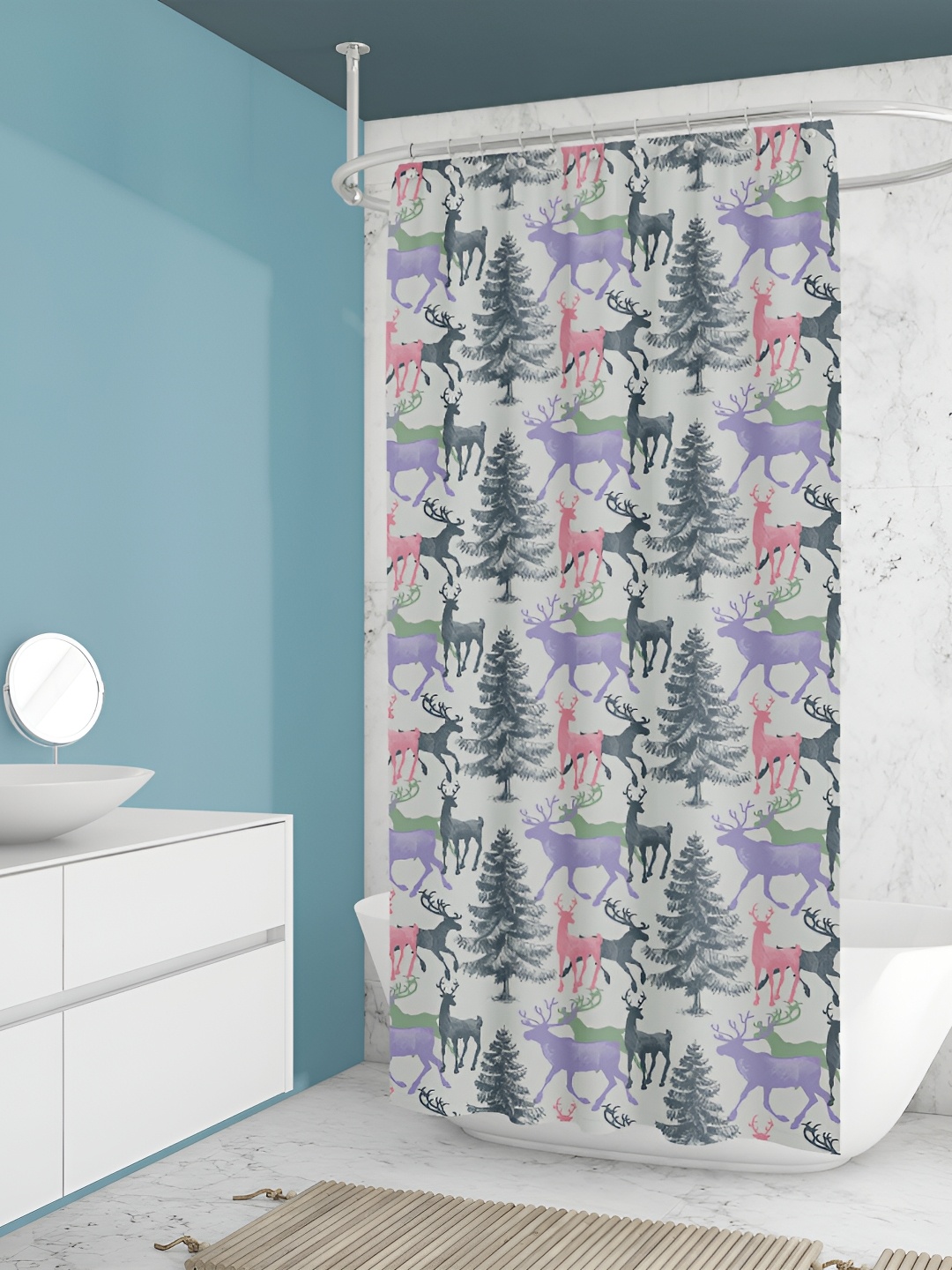 

ArtzFolio Green & Purple Printed Waterproof Shower Curtains