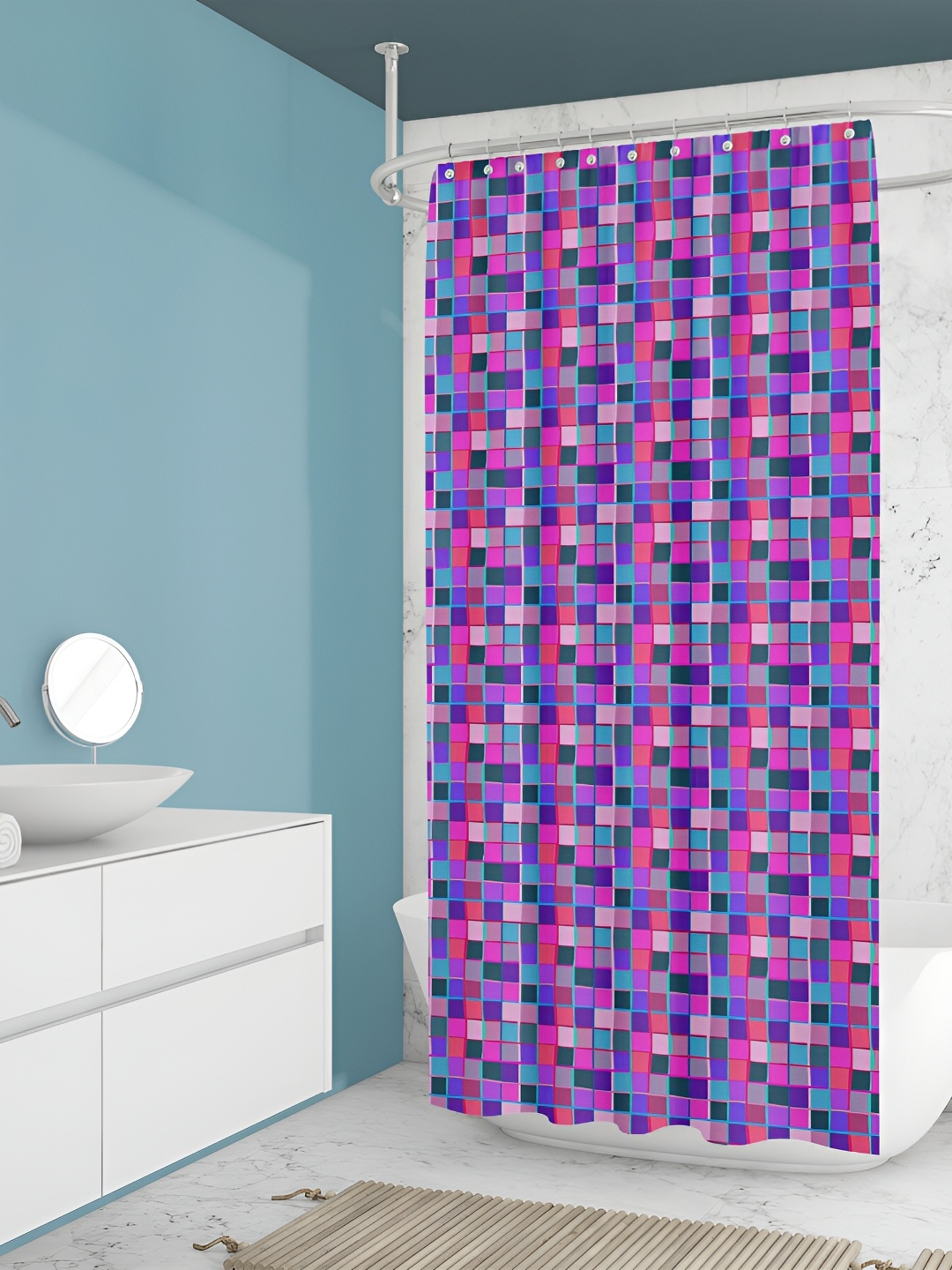 

ArtzFolio Pink & Purple Printed Waterproof Shower Curtain