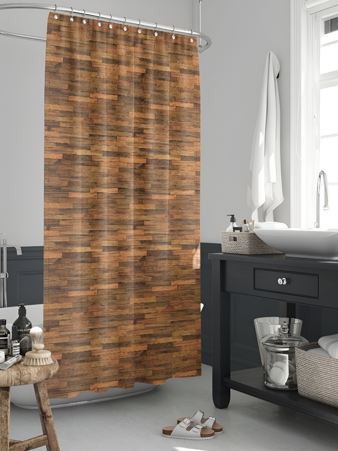 

ArtzFolio Brown & Beige Printed Waterproof Shower Curtains