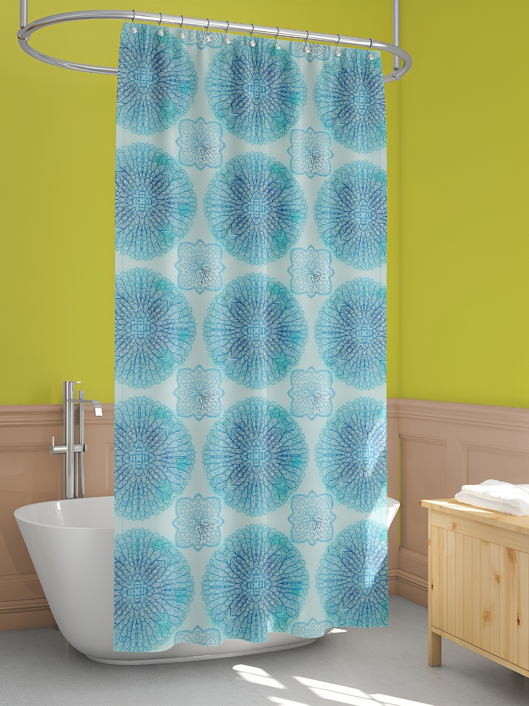 

ArtzFolio Turquoise Blue Printed Waterproof Shower Curtains