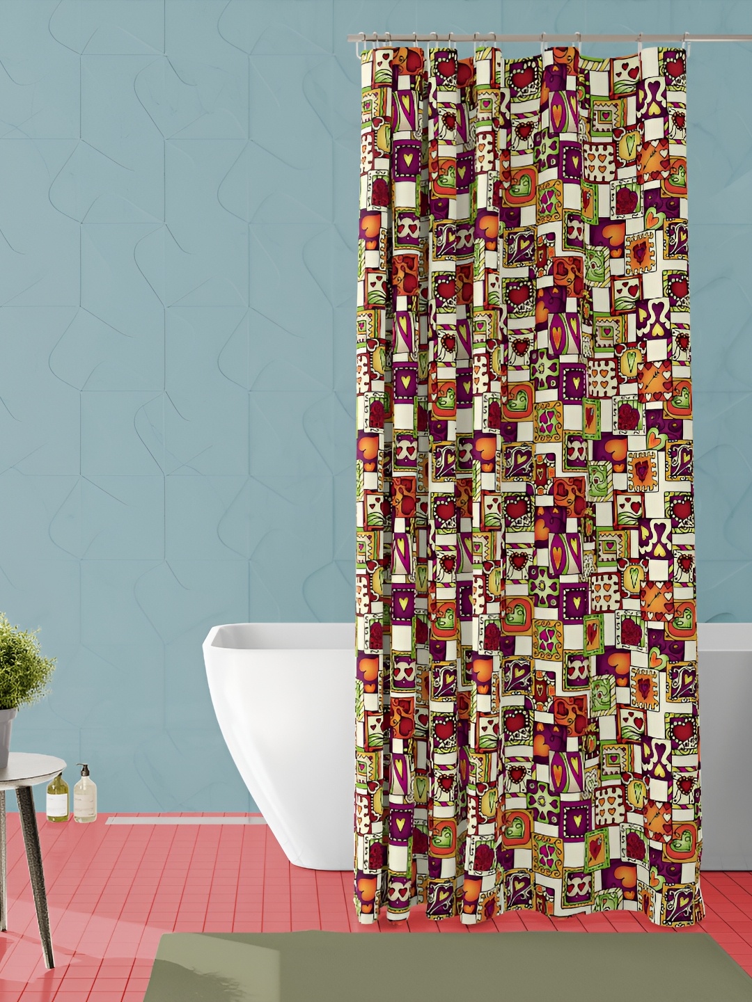 

ArtzFolio Cream-colored & Purple Printed Waterproof Shower Curtain