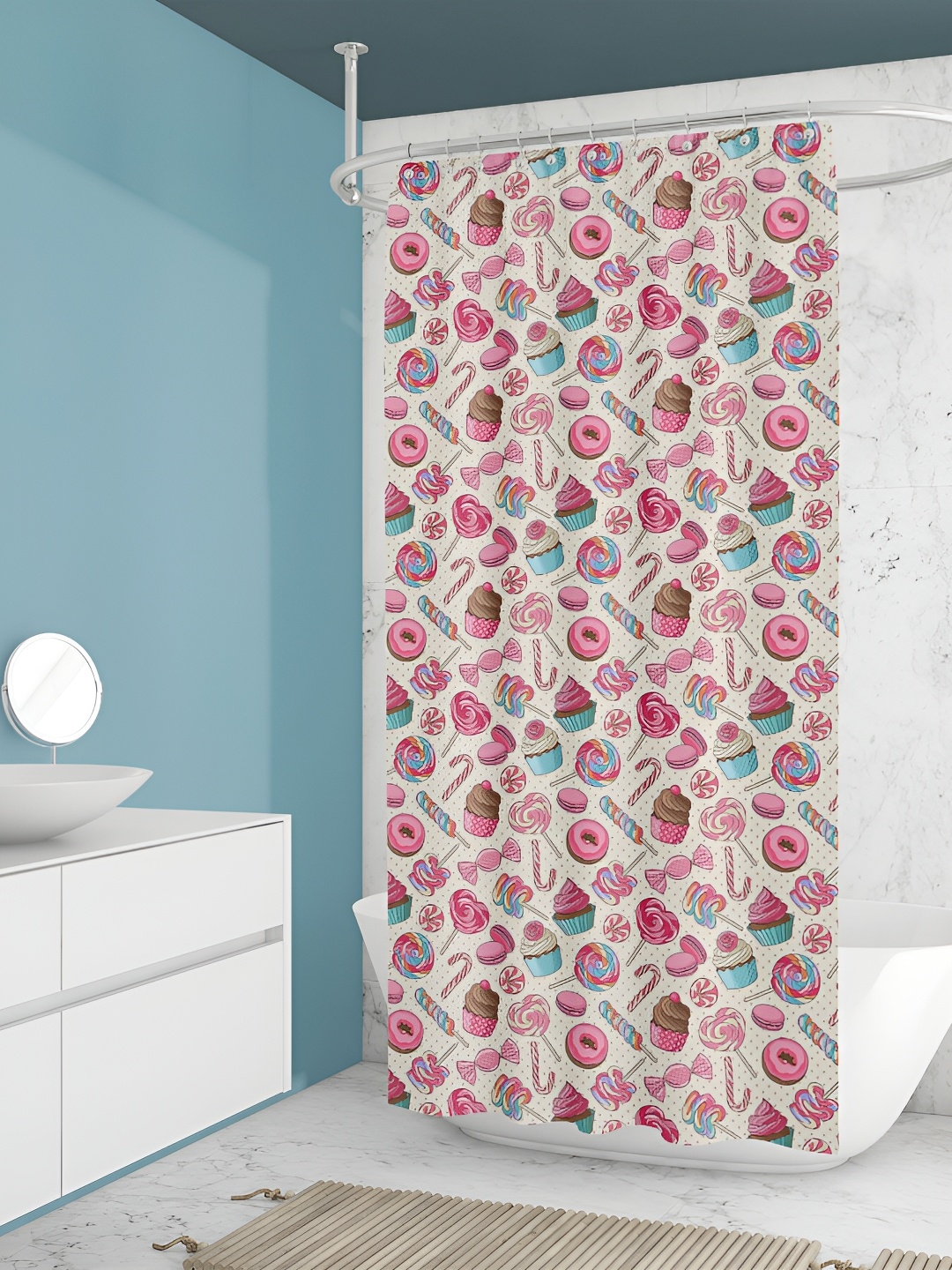 

ArtzFolio White & Pink Printed Waterproof Shower Curtains