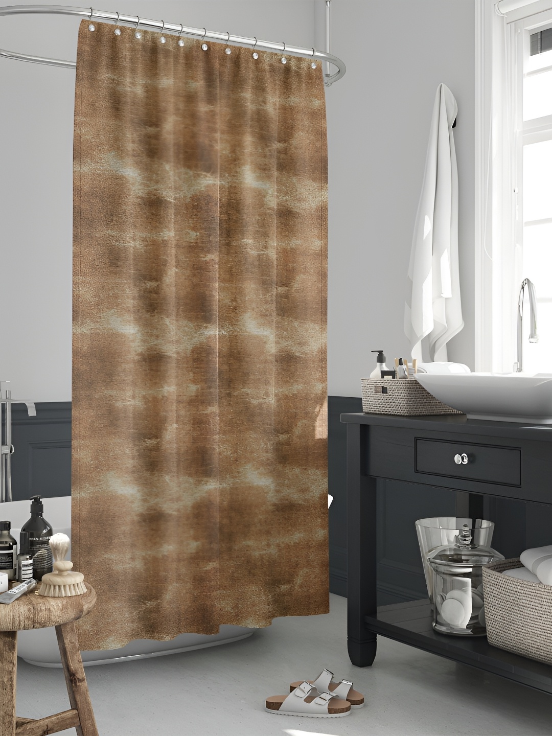 

ArtzFolio Brown & Grey Marble-Printed Waterproof Shower Curtain