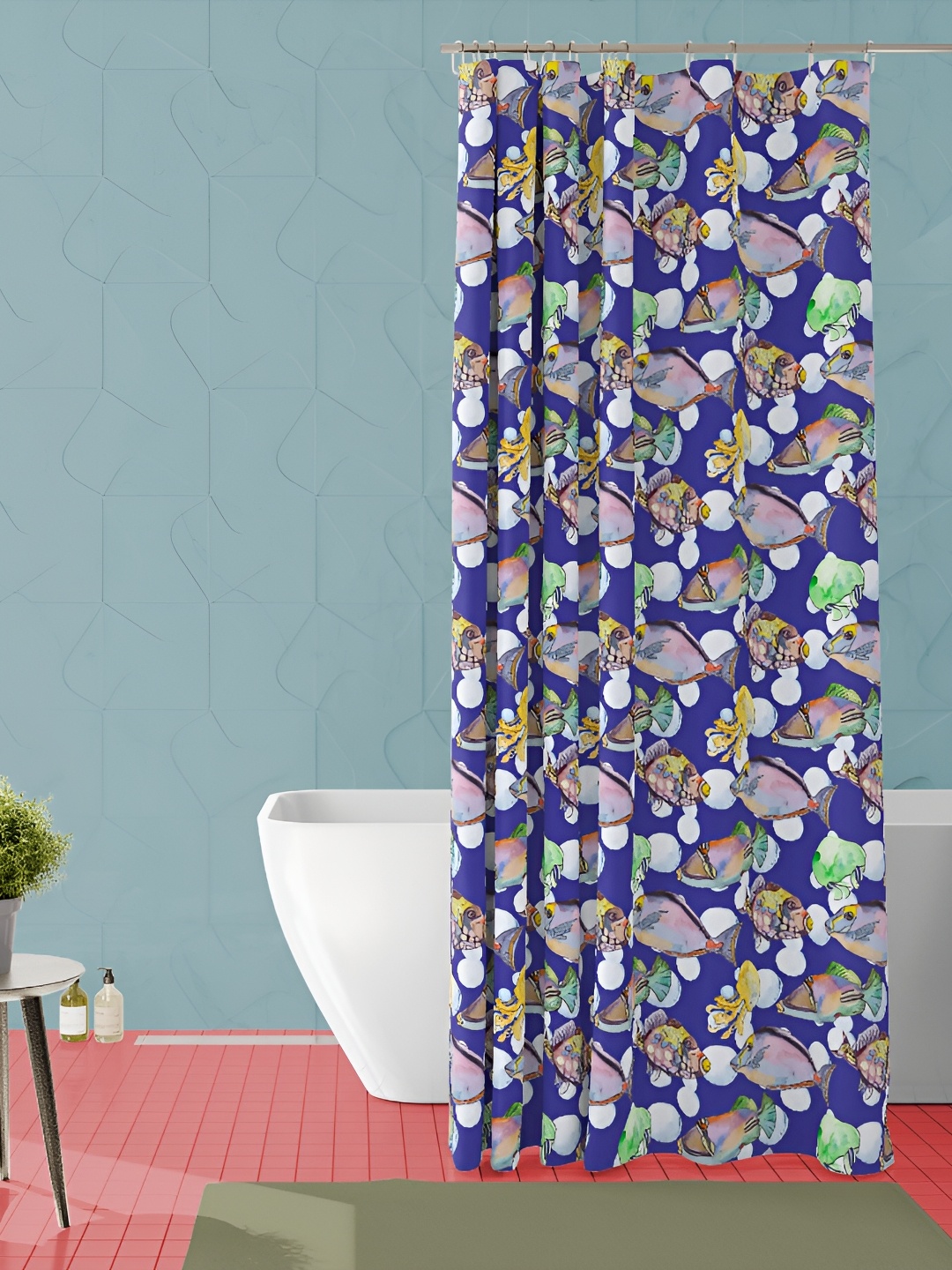 

ArtzFolio Blue Printed Waterproof Shower Curtains