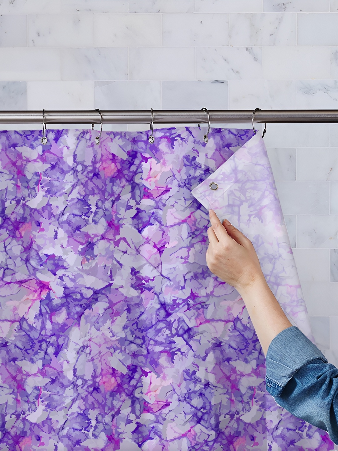 

ArtzFolio Purple Printed Waterproof Shower Curtains