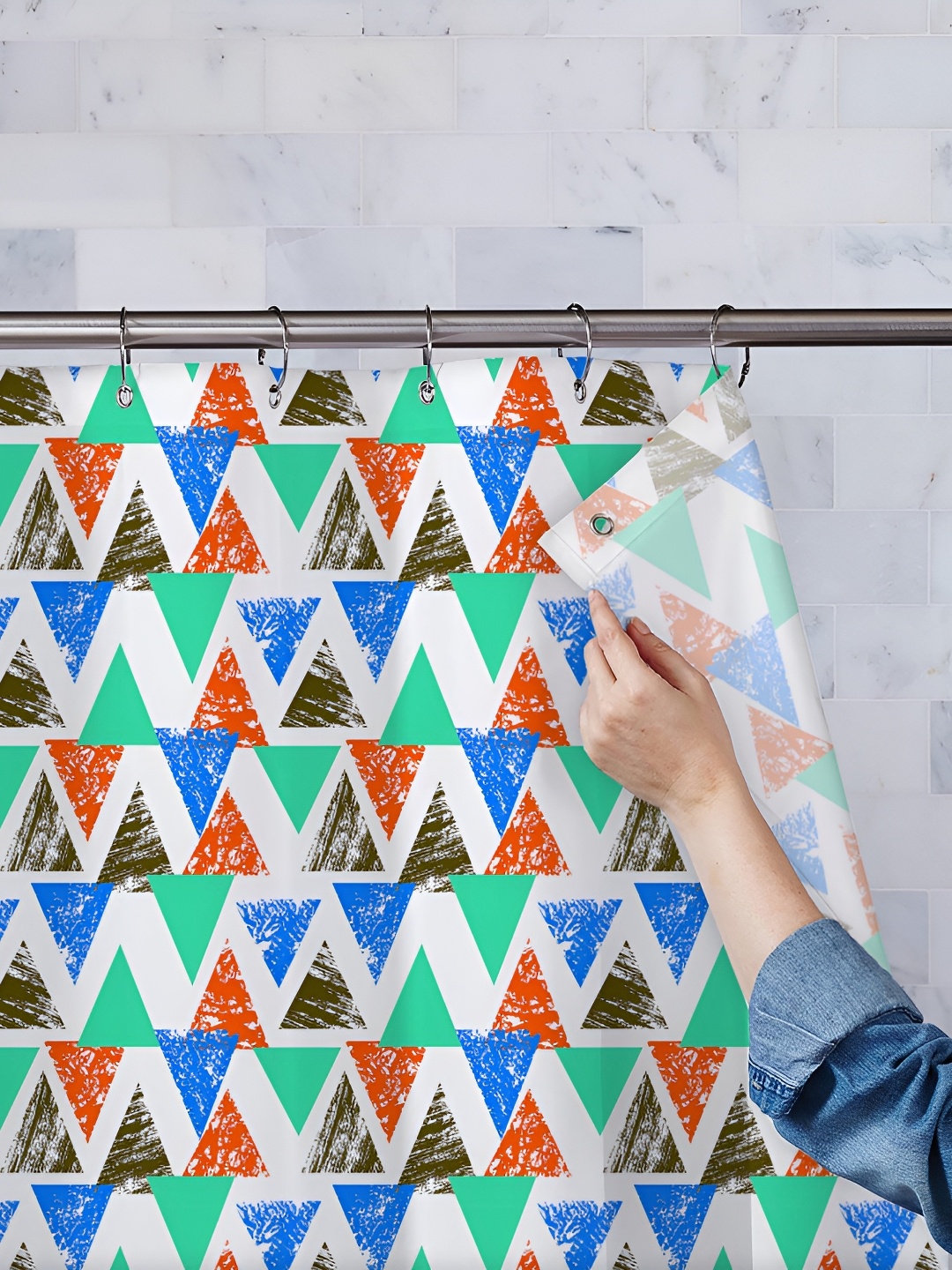 

ArtzFolio Blue & White Printed Waterproof Shower Curtains