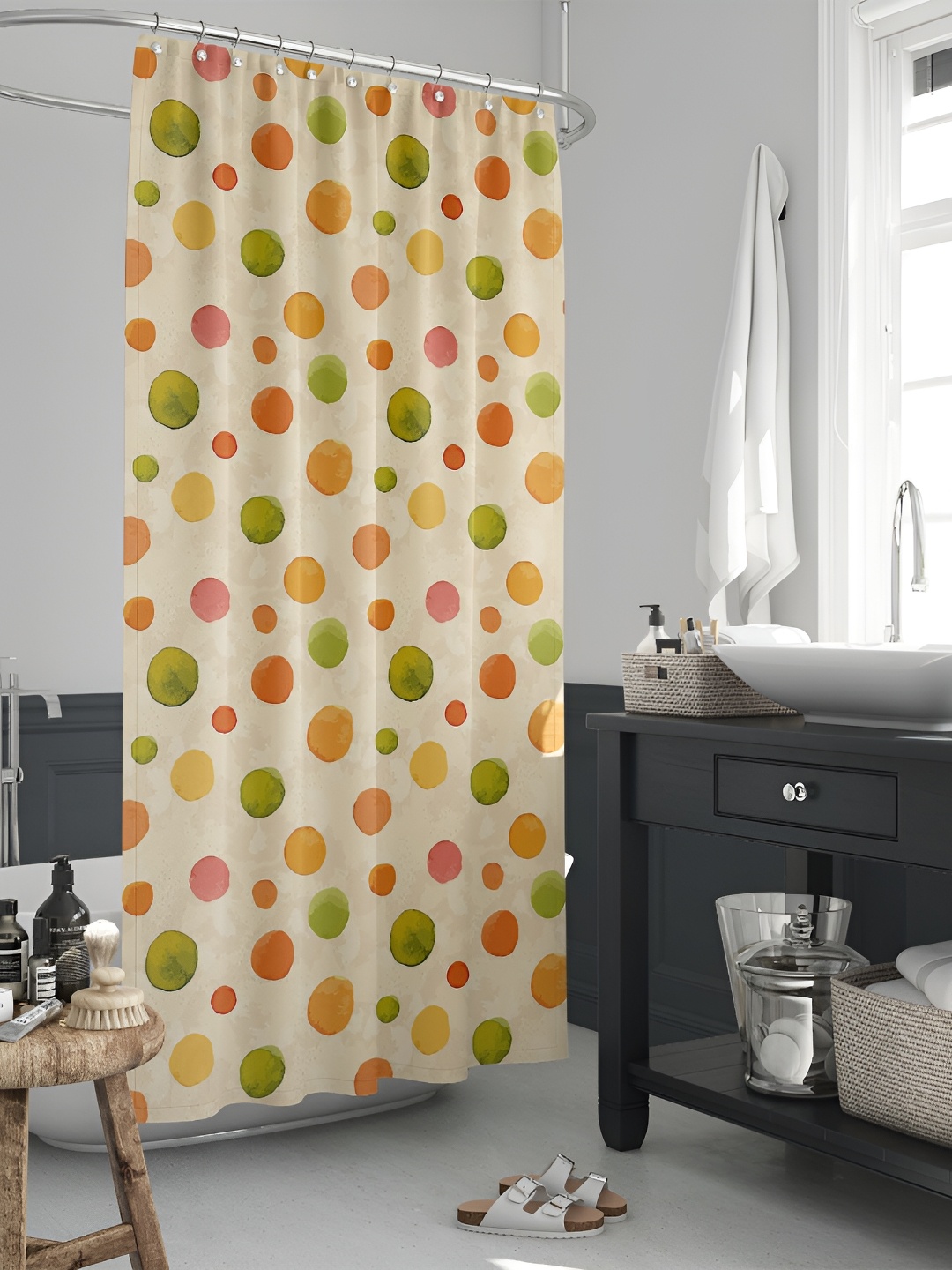 

ArtzFolio Cream-Coloured Printed Waterproof Shower Curtains