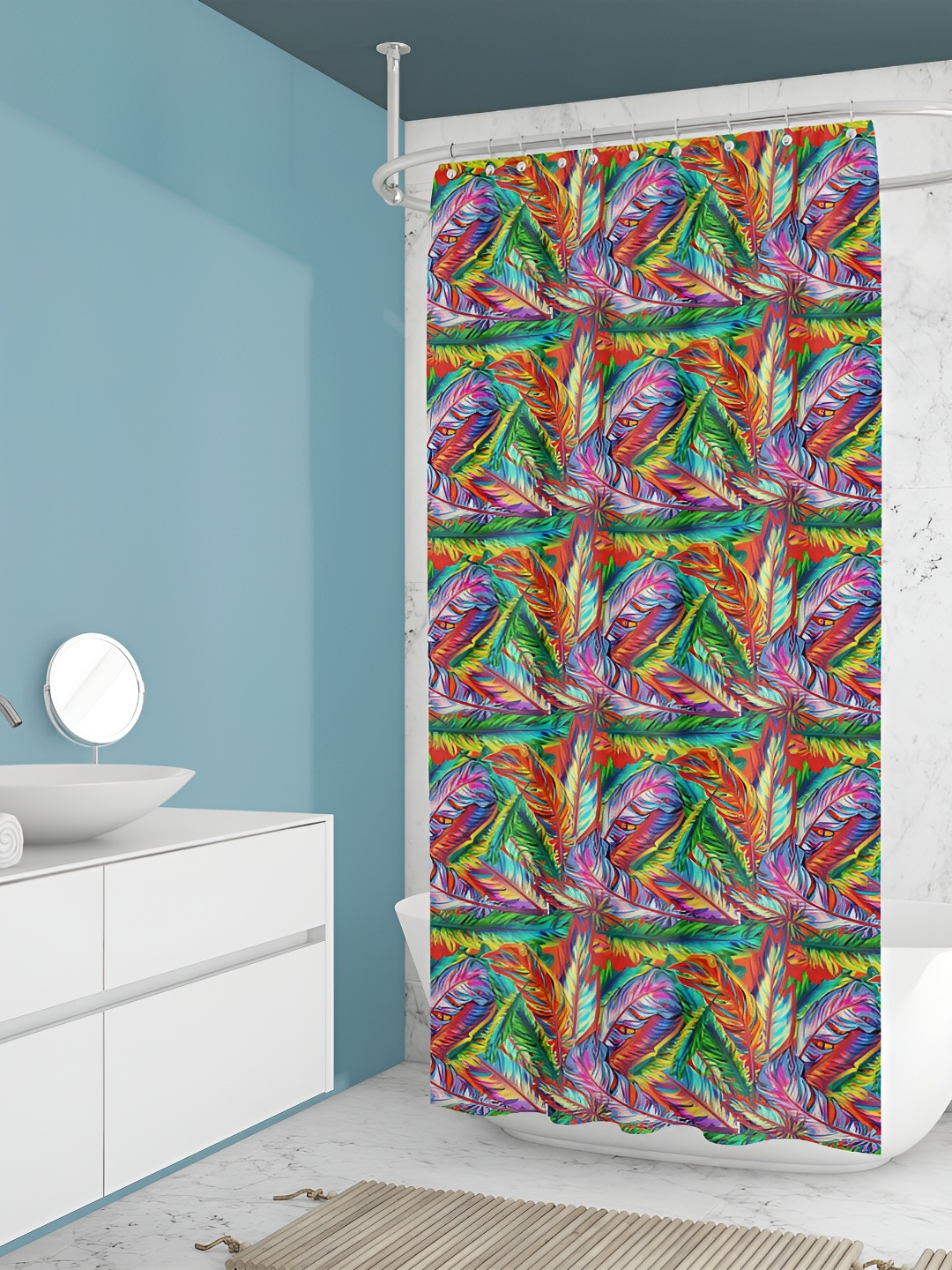 

ArtzFolio Green & Purple Printed Waterproof Shower Curtains
