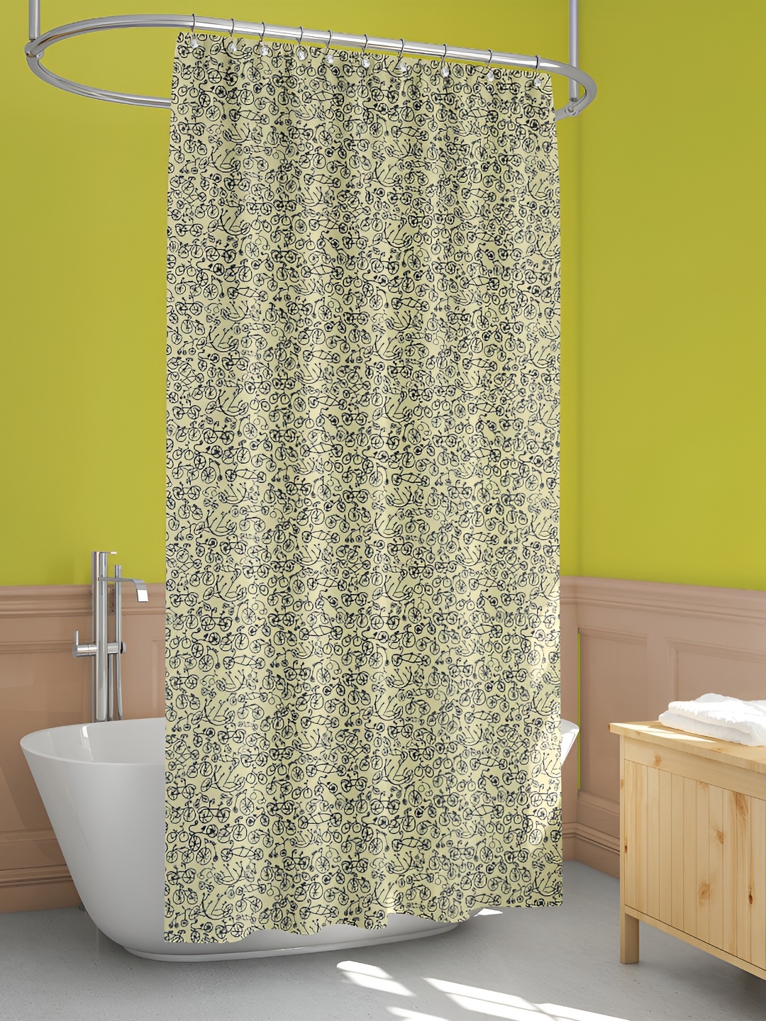 

ArtzFolio Yellow & black Printed Waterproof Shower Curtains