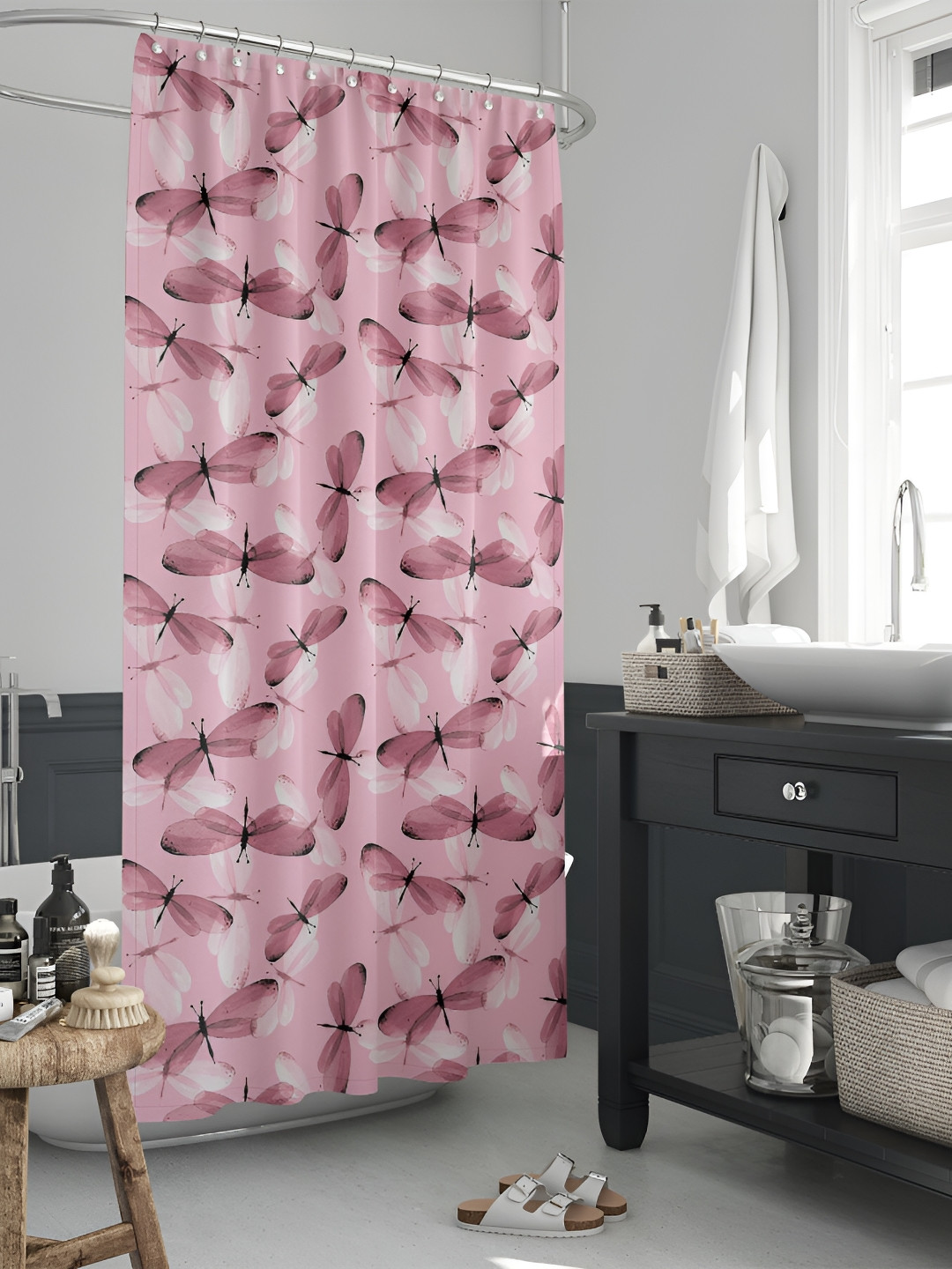 

ArtzFolio Mauve Printed Waterproof Shower Curtains
