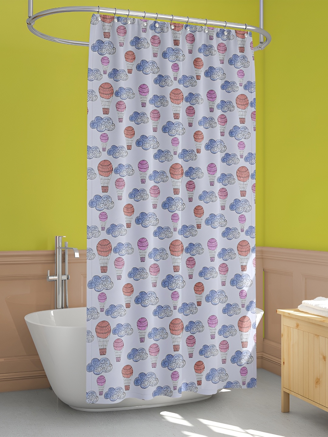 

ArtzFolio White & Blue Printed Waterproof Shower Curtains