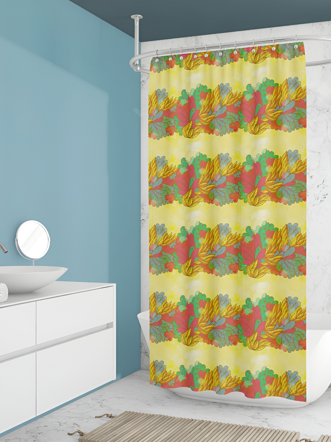 

ArtzFolio Yellow & Green Printed Waterproof Shower Curtains