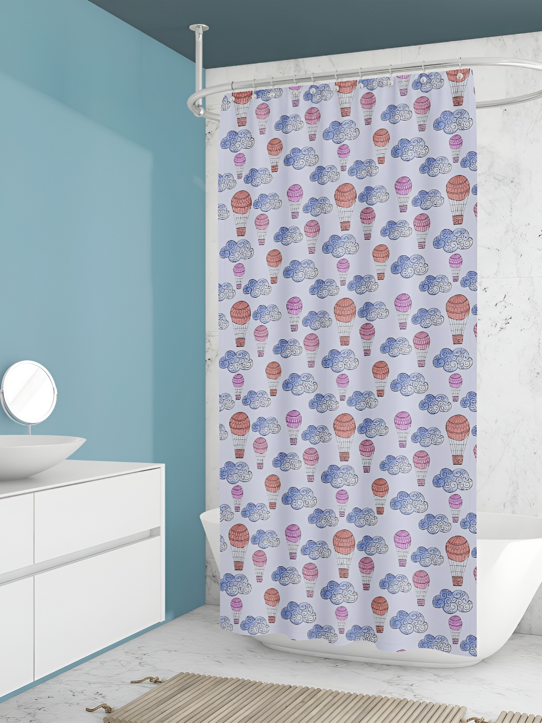 

ArtzFolio Blue & Pink Printed Waterproof Shower Curtains