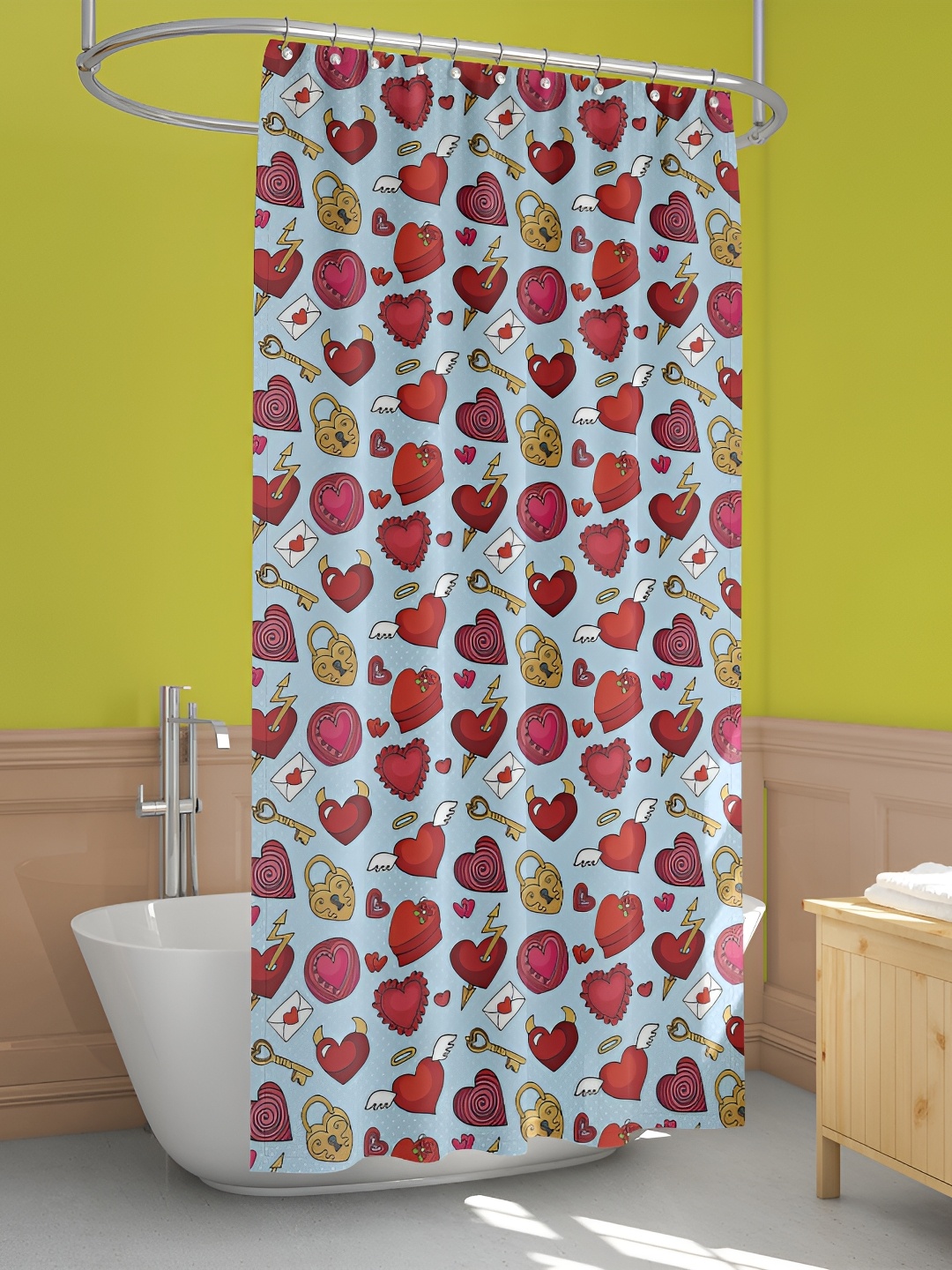 

ArtzFolio Turquoise Blue & Red Printed Waterproof Shower Curtains