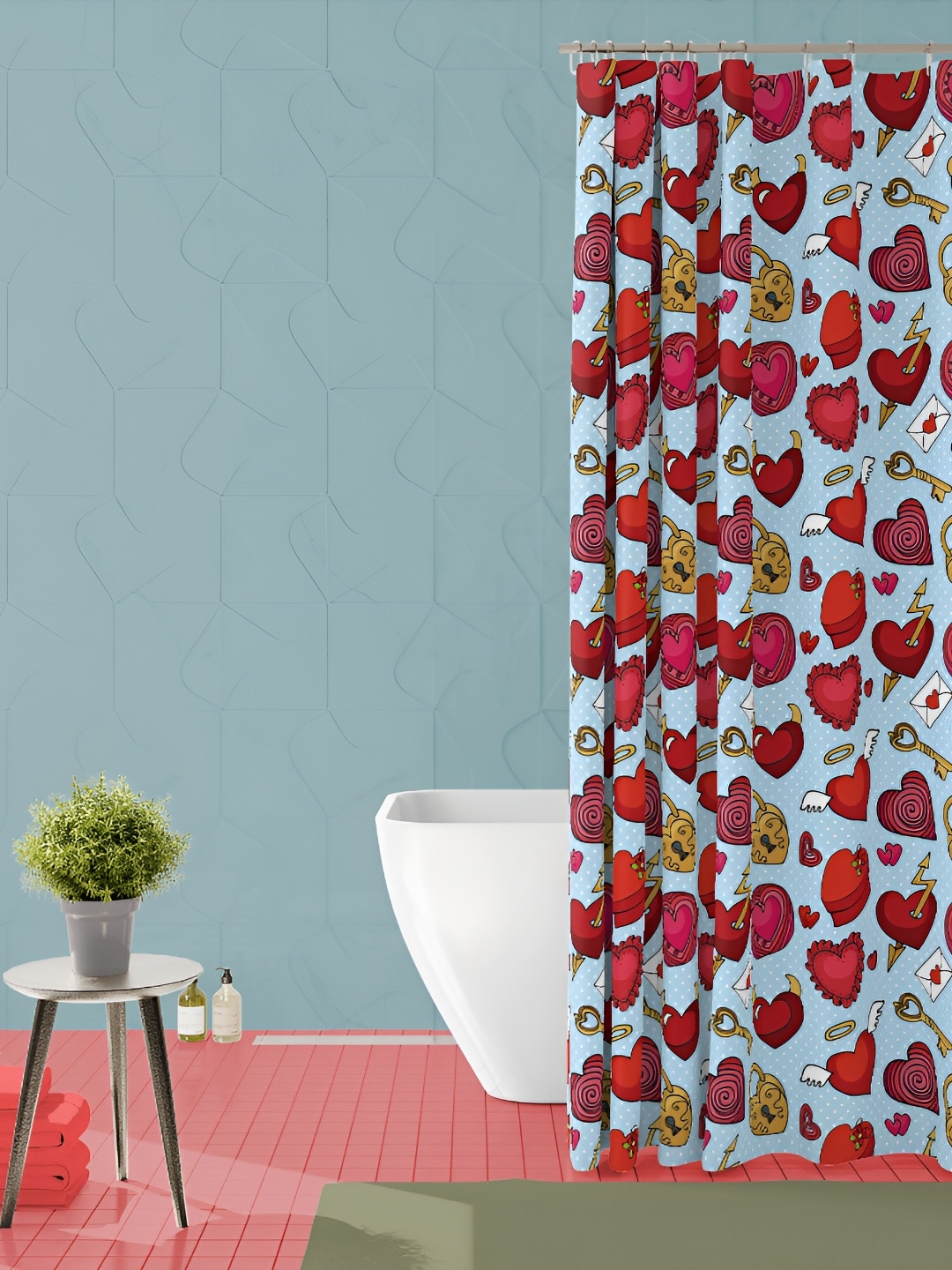 

ArtzFolio Blue & Red Printed Waterproof Shower Curtains