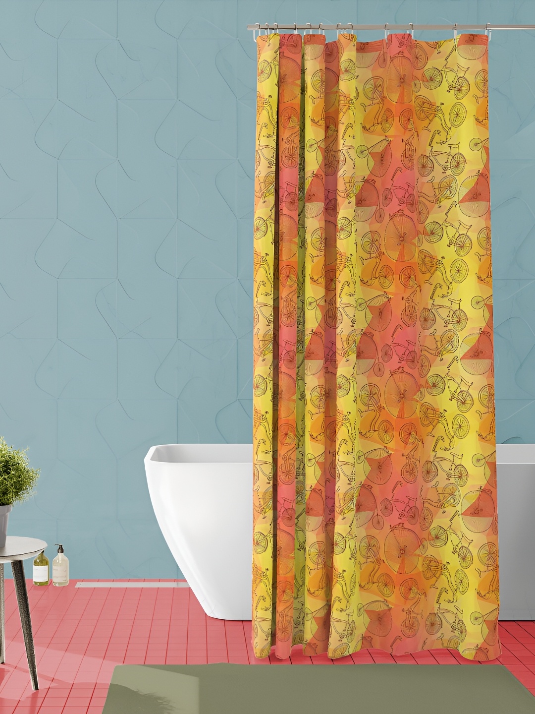 

ArtzFolio Yellow & Pink Printed Waterproof Shower Curtains