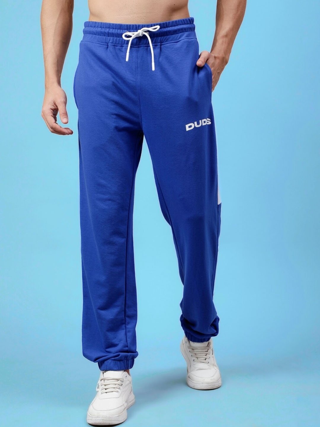 

WEARDUDS Men Self-Design Relaxed-Fit Joggers, Blue